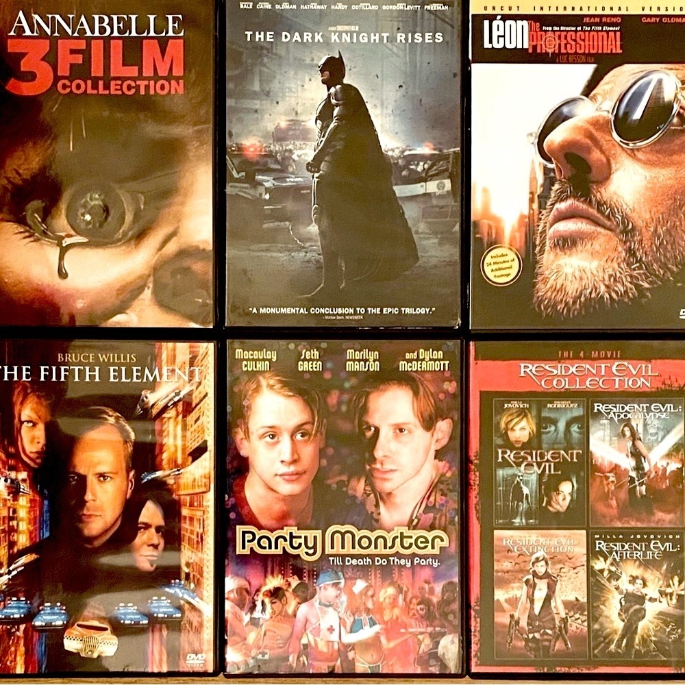 Annabelle/1-3,Dark Knight Rises,Léon,5th Element,Party Monster,Resident Evil/1-4